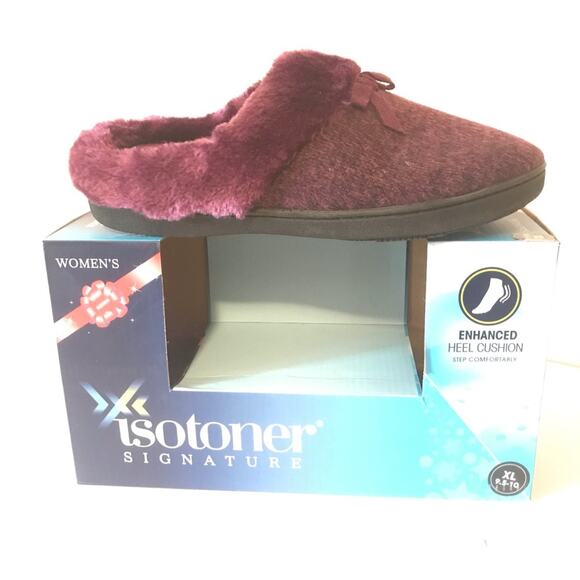 Isotoner Women’s Purple Fluffy Slippers Size 9.5-10 - Picture 1 of 7